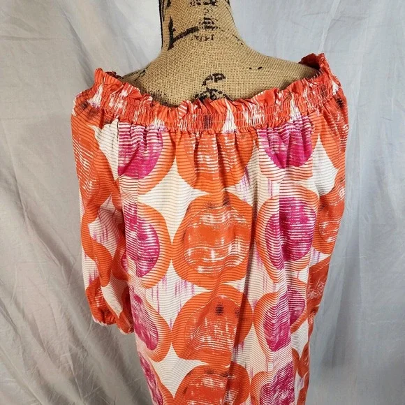 ASHLEY STEWART Size 22/24 Off Shoulder Raglan Sleeve Colorful‎ Cotton Blend Top - Picture 13 of 15